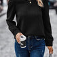 Twist Pattern Sweatshirt Round Neck Bubble Long Sleeve Top