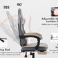 Gaming Chair, Ergonomic Computer Chair With Footrest And Massage Lumbar Support, Height Adjustable Swivel Video Game Chair For Adults, 300lb Max, Blue Beige