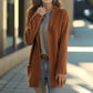 Nouveau cardigan tricoté à manches longues et col polo, couleur unie, avec poches amples, pour femme