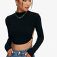 Crop top uni à nouer et dos nu avec ourlet incurvé