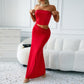 Women's Tube Top Back Tied Slim Fit Temperament Red Dress