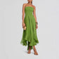Ruched, Slim-fit, Chic, Asymmetric Maxi Dress