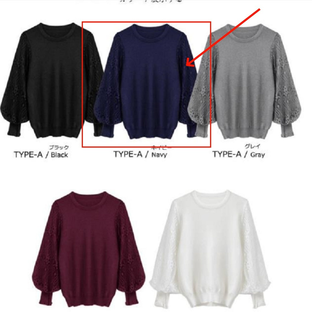 Sheer Yarn Flower Embroidered Sleeve Patchwork Knitting Bottoming Shirt