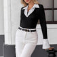 Women's Knit Fake Two-Piece Long Sleeve T-Shirt