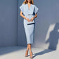 Elegant Classic V-neck Slim-fit Mid-length With Belt Dress