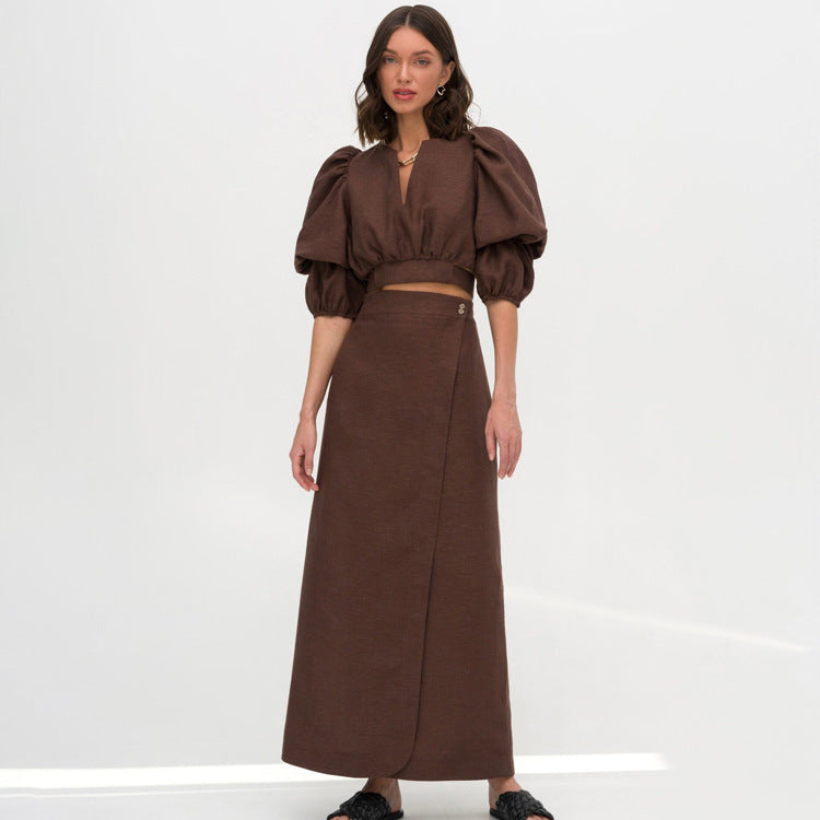 Ensemble deux pièces pour femme, haut court, coupe slim, style niche