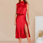 Backless Lace-up Dress With A Slit Hem