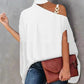 Women's High Neckline Strapless Crossbody Shoulder Cape Short Sleeve Top