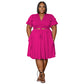 Women's New Arrival Ruffled Sleeve Lace-up Short Skirt With Pockets V-neck Plus-size Skirt Set