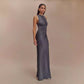 Sleeveless Pleated Elegant Solid-color Maxi Dress
