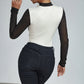 Womens Unique 3D Printed Niche Design Contrasting Color  Bodycon Long-Sleeve Jumpsuit