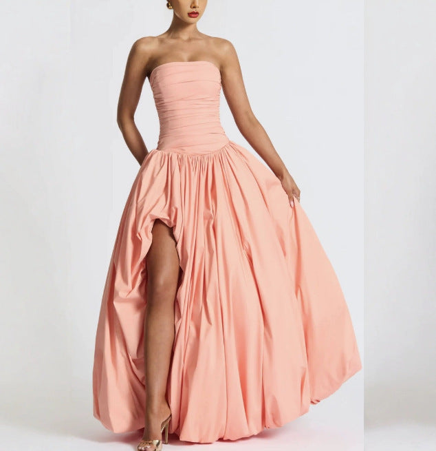Women's Fashion Temperament Pure Color Sling Dress