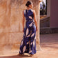 Fashion Round Neck Printed Waist-controlled Jumpsuit Women