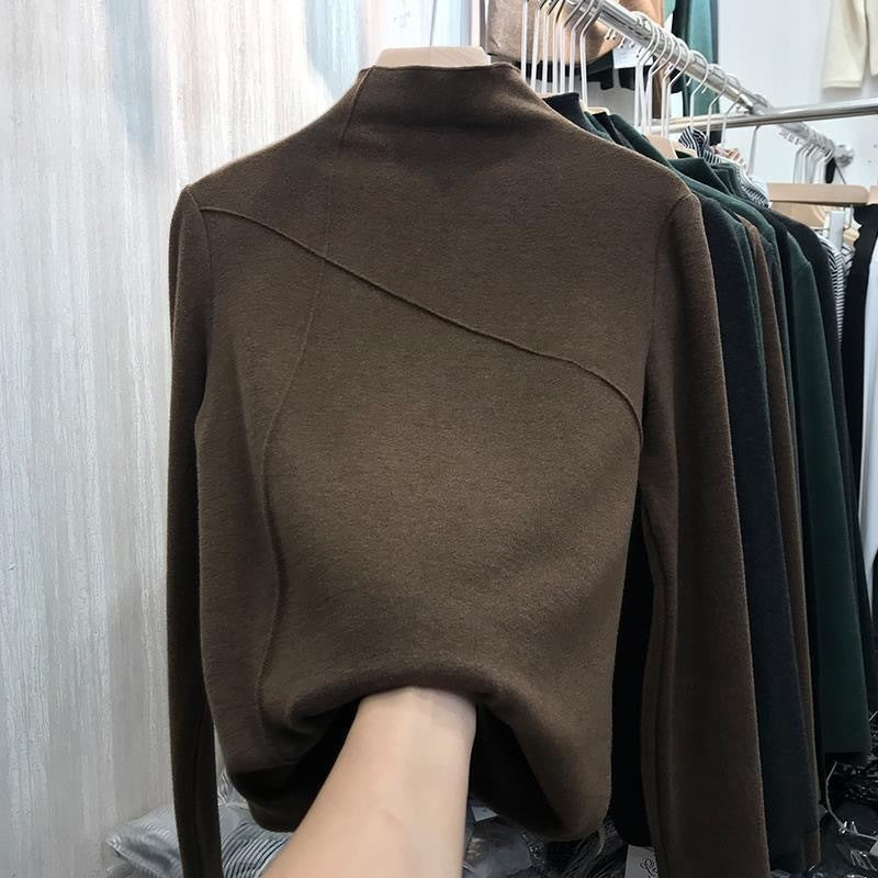 Chemise Dralon à col roulé mi-long, style western, coupe ajustée, chaude, manches longues