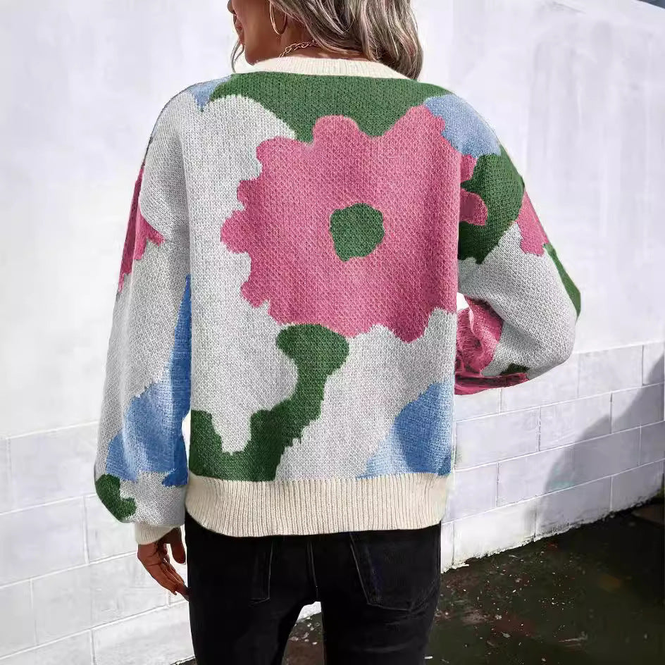 Pull jacquard décontracté tendance et polyvalent