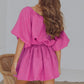 Costume décontracté col en V coton et lin vêtements pour femmes chemise à manches lanternes jupe courte costume deux pièces