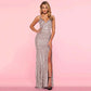 Robe dos nu à paillettes sexy pour femme européenne et américaine