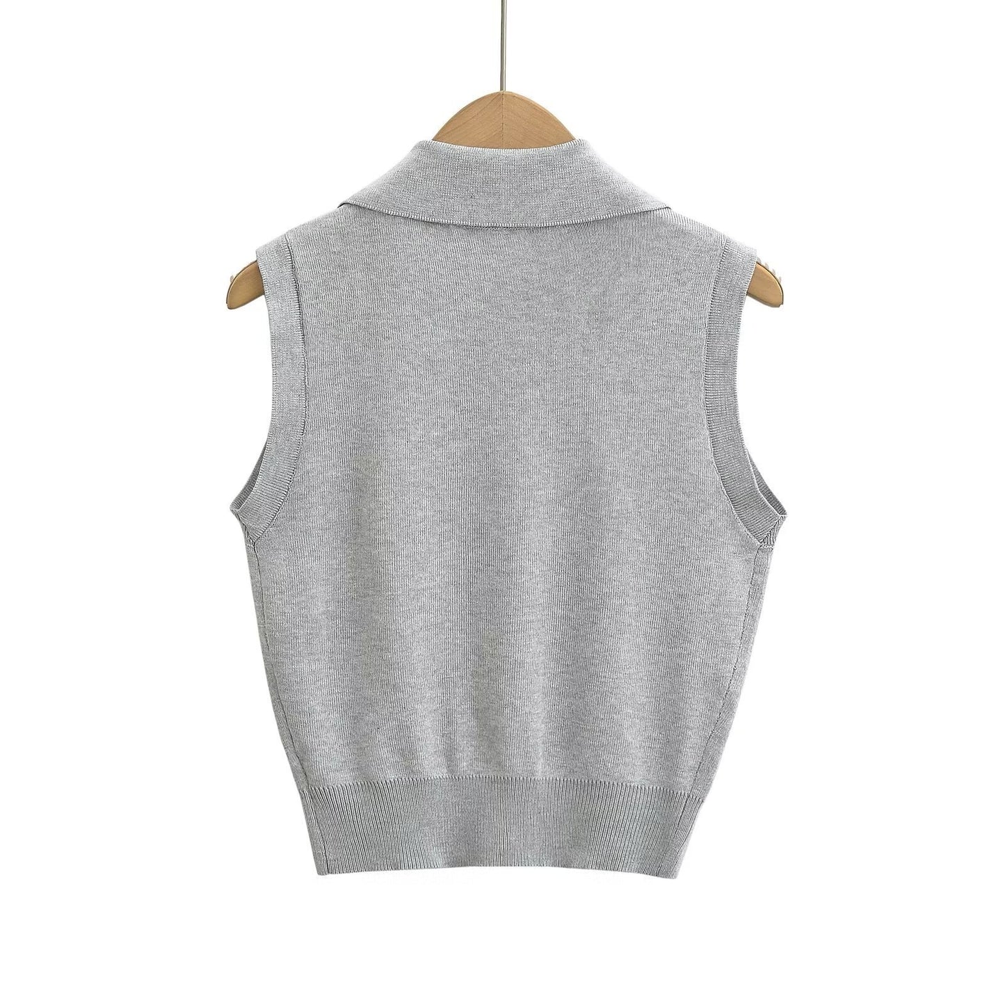 Summer Fashion New Slim Fit Slimming Big Button Sleeveless Knitwear