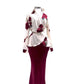 Fashion V-neck Stitching Printed Lace-up Slim Fit Skirt Suit