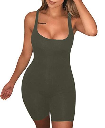 Short une pièce de sport de couleur unie pour femme