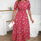 Women's Fashion Print Waist-Cinching Bubble Sleeve Dress