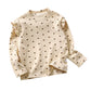 Girls' Autumn And Winter Floral Bottoming Shirt Flounced Sleeve T-shirt