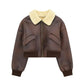 Fashionable All-match Lapel Long Sleeve Zipper Double-sided Flight Jacket