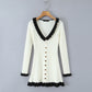 Sweet Stitching Chic Single-breasted Short Dress
