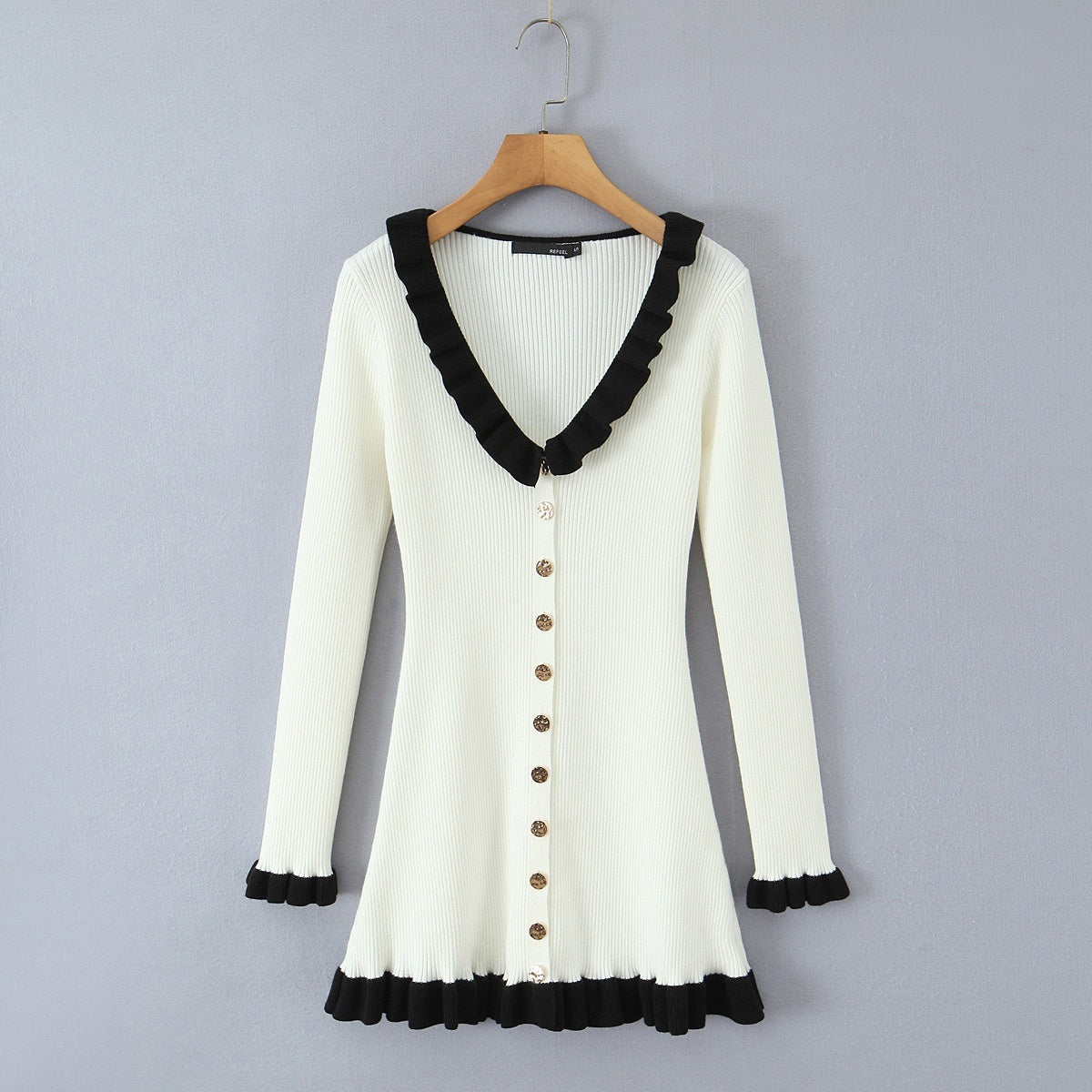 Sweet Stitching Chic Single-breasted Short Dress