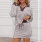 V-neck Short Skirt Set Loose Casual Two-piece
