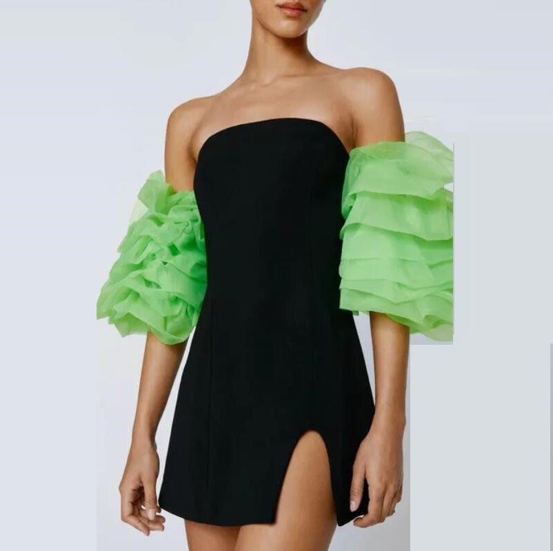 Ladies New Puff Sleeve Tube Top Dress