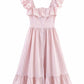 Women's Three-color Single-breasted Striped Ruffled Waist Dress