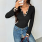 Long-sleeve Patchwork Leopard-print Mock-neck Knit Bodysuit