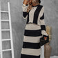 Robe longue en tricot ample à rayures contrastées pour l'automne et l'hiver
