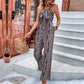 Nouvelle robe tendance pour femme, enveloppée dans une combinaison à bretelles en python, jambes larges
