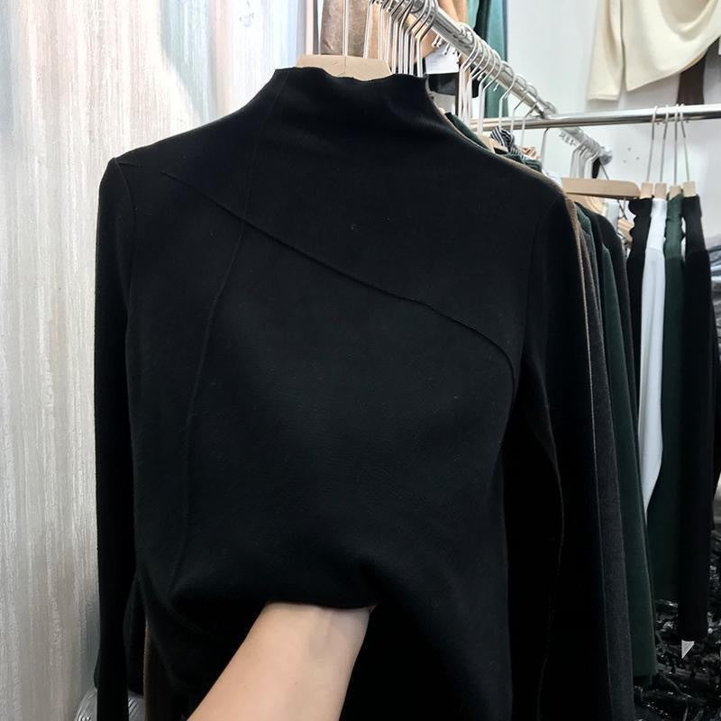 Chemise Dralon à col roulé mi-long, style western, coupe ajustée, chaude, manches longues