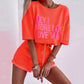 Fashion Letter Print Top Shorts Suit