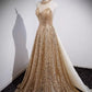 Golden Evening Dress Women Senior Sense Host High-end Atmosphere
