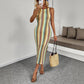 Color Striped Crocheted Round Neck Vest Sleeveless Dress