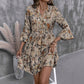 Womens Printed Casual Dress With A Stand-Up Collar