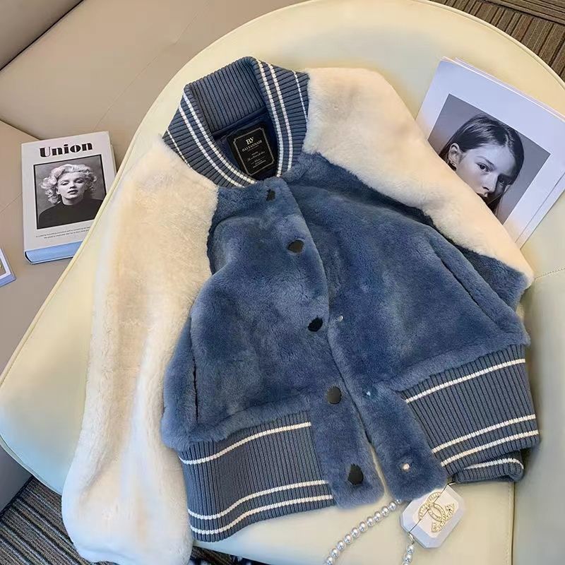 Stitching Lamb Wool Coat Women's Autumn And Winter All-match
