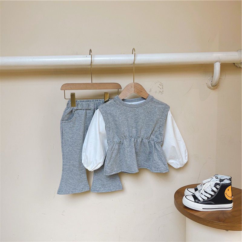 Puff Sleeve Flared Pants Fashion Two-piece Trend