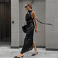 Ding Swing Collar Off-the-shoulder Elegant Dress Lace-up