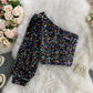 Slim-fit All-matching Short Glitter T-shirt Long Sleeve Top