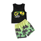 Boys Beach Style Glasses Palm Tree Print Vest Shorts Set