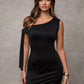 Elegant And Graceful Asymmetric One-shoulder Neckline With A Bow Tie