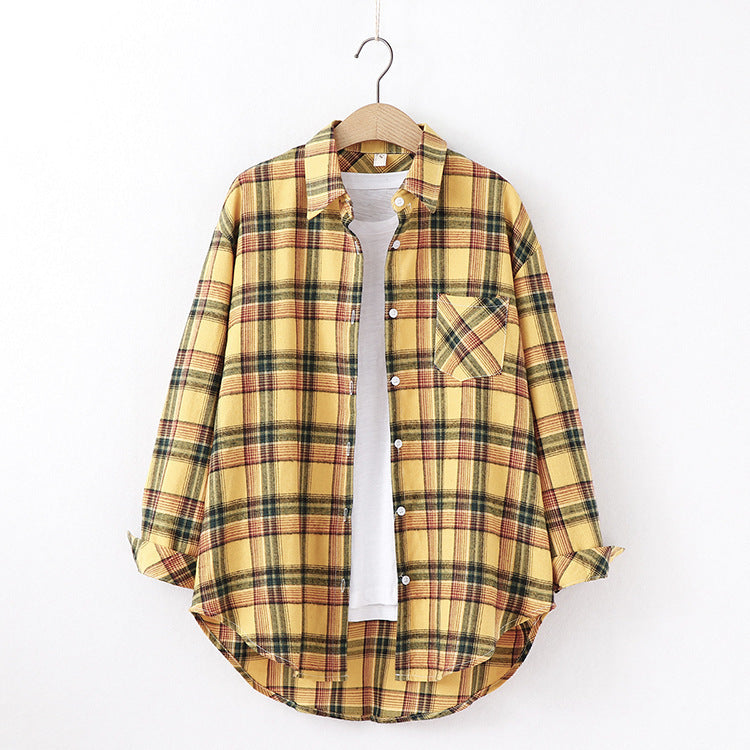 Chemisier à carreaux pour femme, nouvelle marque, ample, grande taille, manches longues, en flanelle de coton, décontracté, hauts
