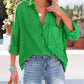 Women's Fashion Polo Collar Pocket Candy Color Shirt Top