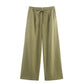 Solid Color Casual Loose Linen Wide-leg Pants