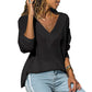 Solid Color V-neck Long-sleeved Knitted Sweater